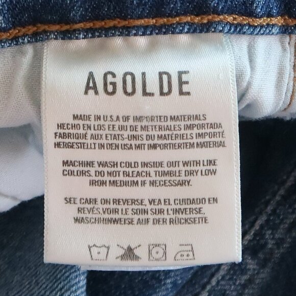 Agolde Riley High Rise Straight Crop Stretch Skinny Button Fly Denim Jeans 24 - Picture 8 of 15